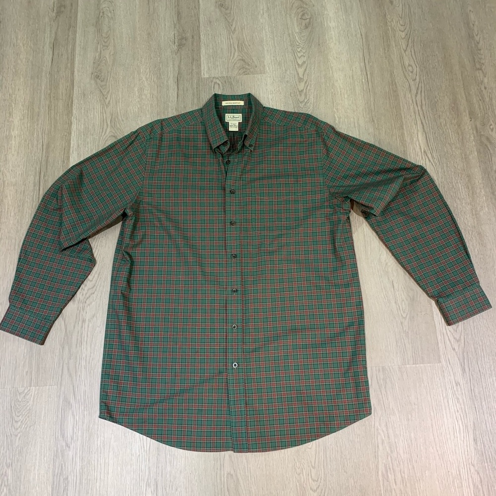 LL Bean Mens Long Sleeve plaid button down Large